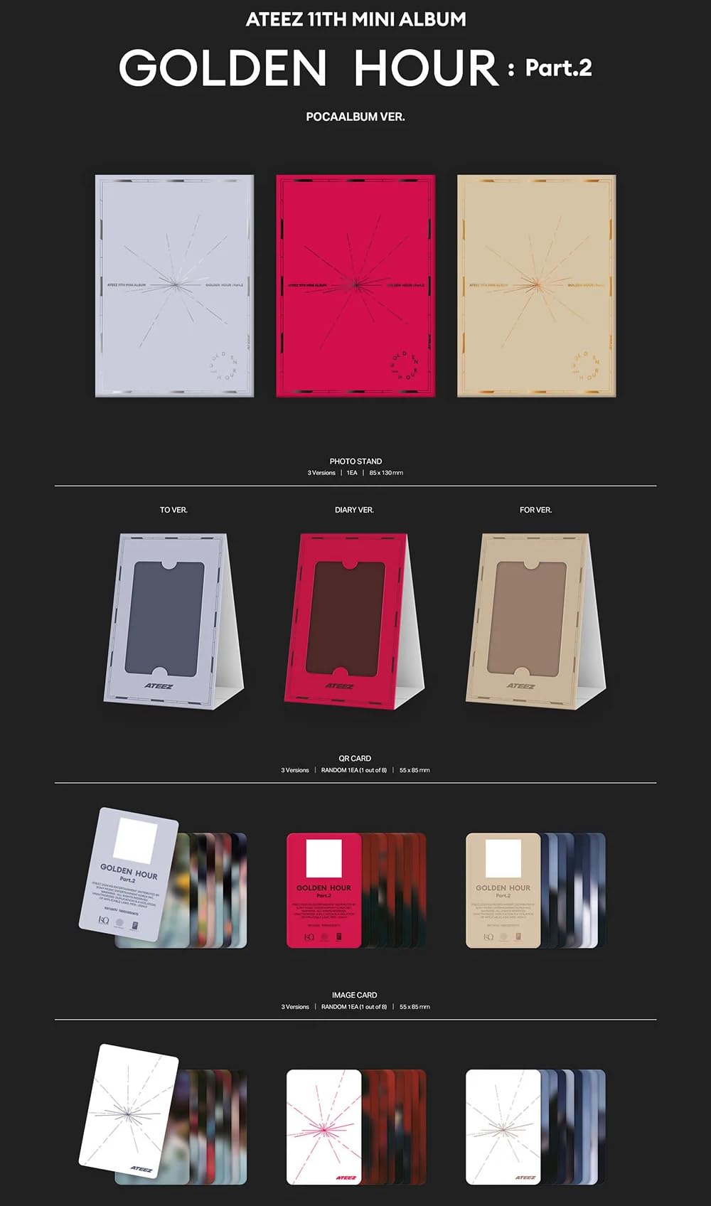 ATEEZ GOLDEN HOUR Part.2 [Poca DIARY Ver.] 11º Mini Álbum QR + 2